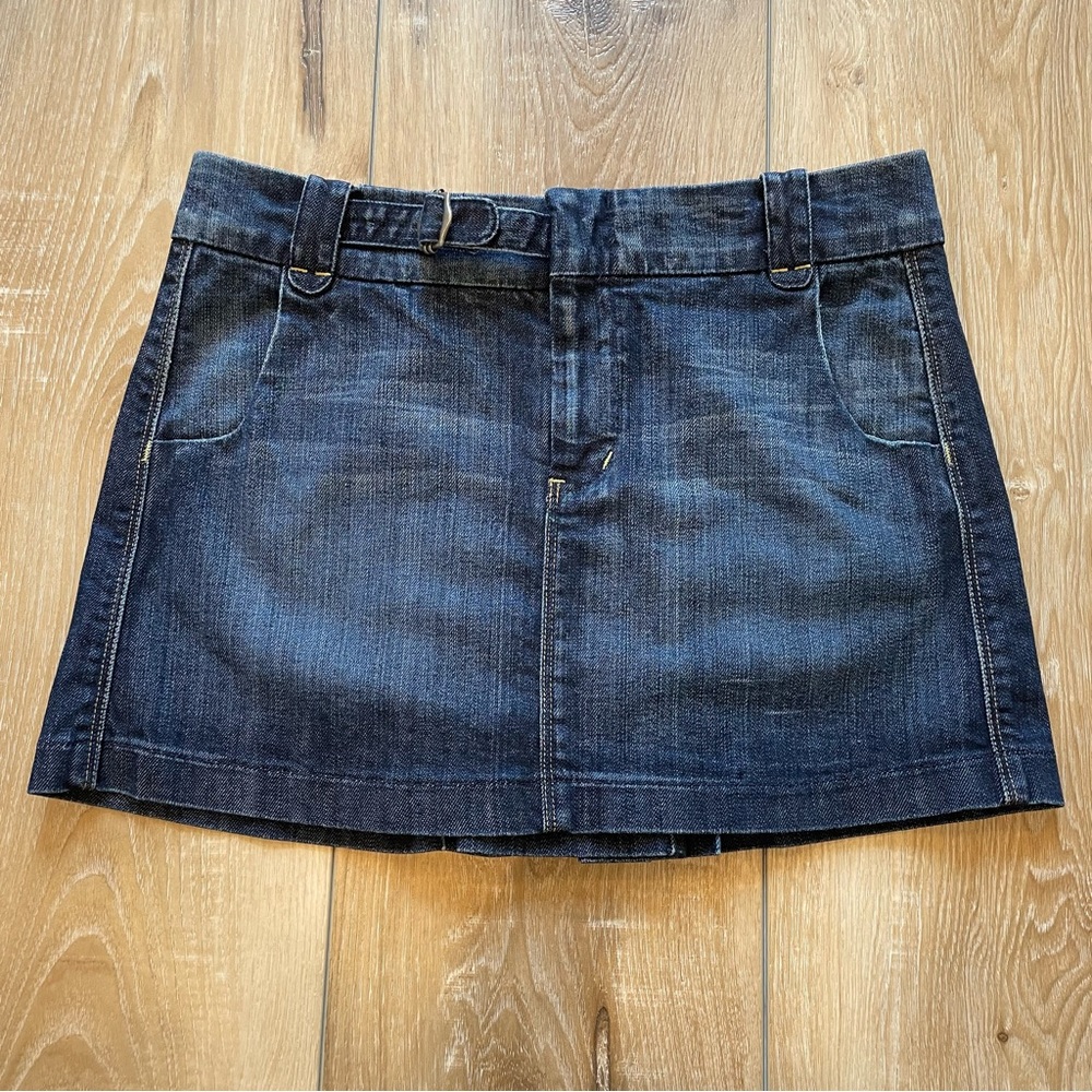 7 For All Man Kind Denim Skirt With Pleated Back